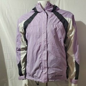 Columbia Womens Lavender Omni-Tech Waterproof Breathable Hooded Jacket M Stains